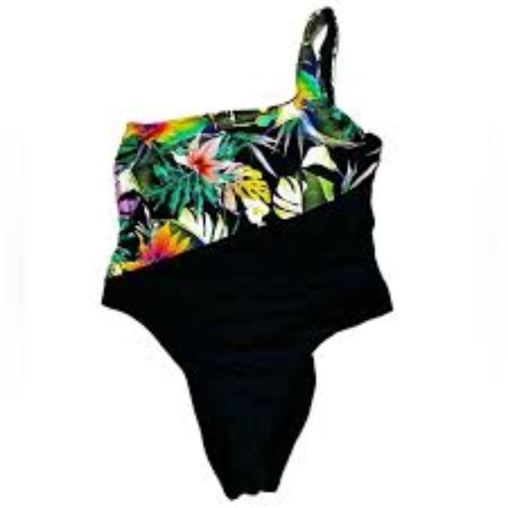 NWT: Mynah Tropical One Shoulder One Piece Swimsuit Size XXL